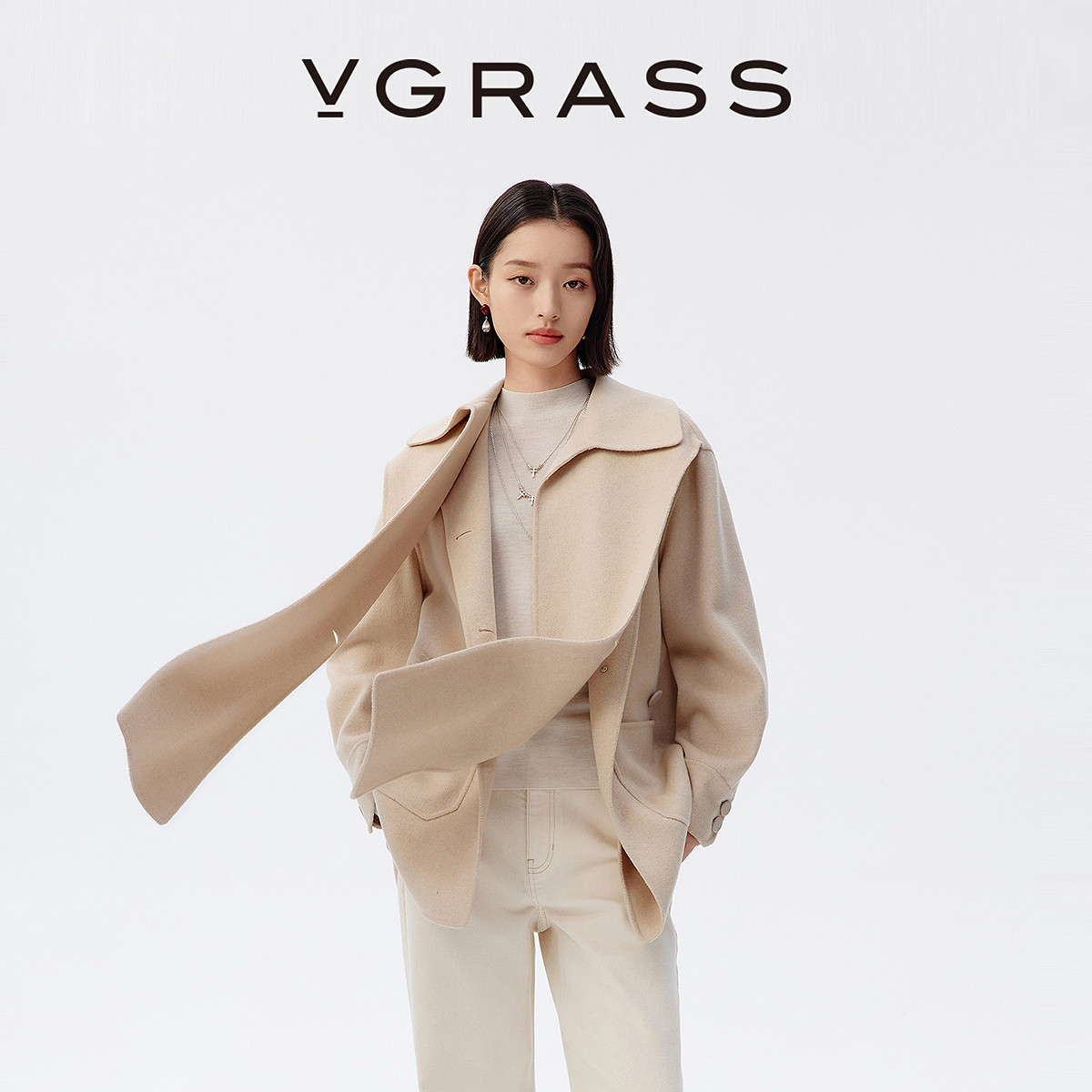 【匠艺绒新】VGRASS维格娜丝冬季丝羊毛大翻领经典6分长精致大衣,女装/女士精品,毛呢外套,淘宝优惠券,粉丝福利购,淘宝优惠卷