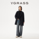 VGRASS25秋冬新款 超轻毛呢 意大利进口羊驼毛混纺双排扣呢大衣