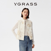 VGRASS维格娜丝中式 独特精致马甲女 新款 国风提花无袖 外套冬季