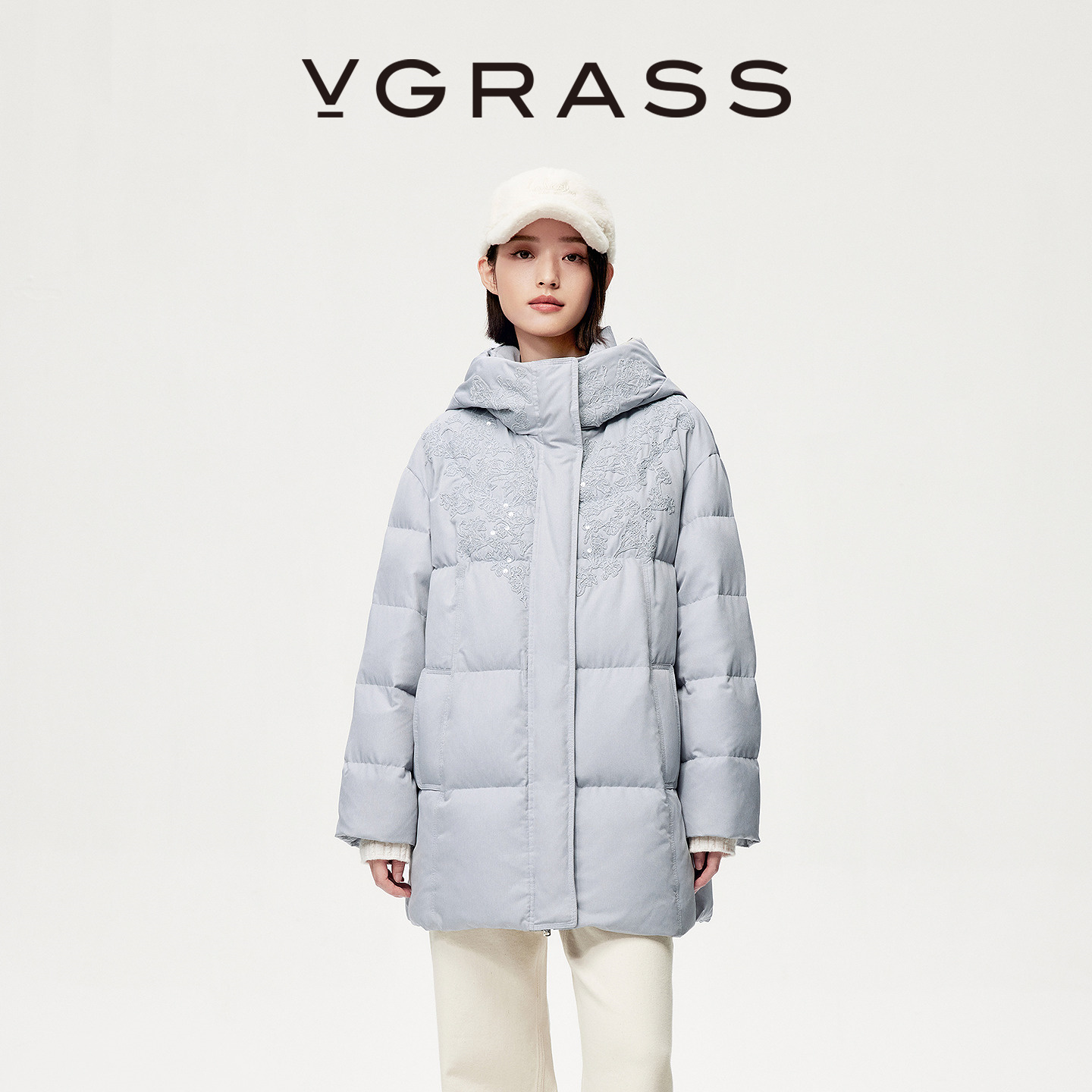 VGRASSS中长款面包羽绒服