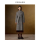 VGRASS羊毛复古风格 毛呢外套女 不规则立领廓形H版 纹大衣冬季 新款