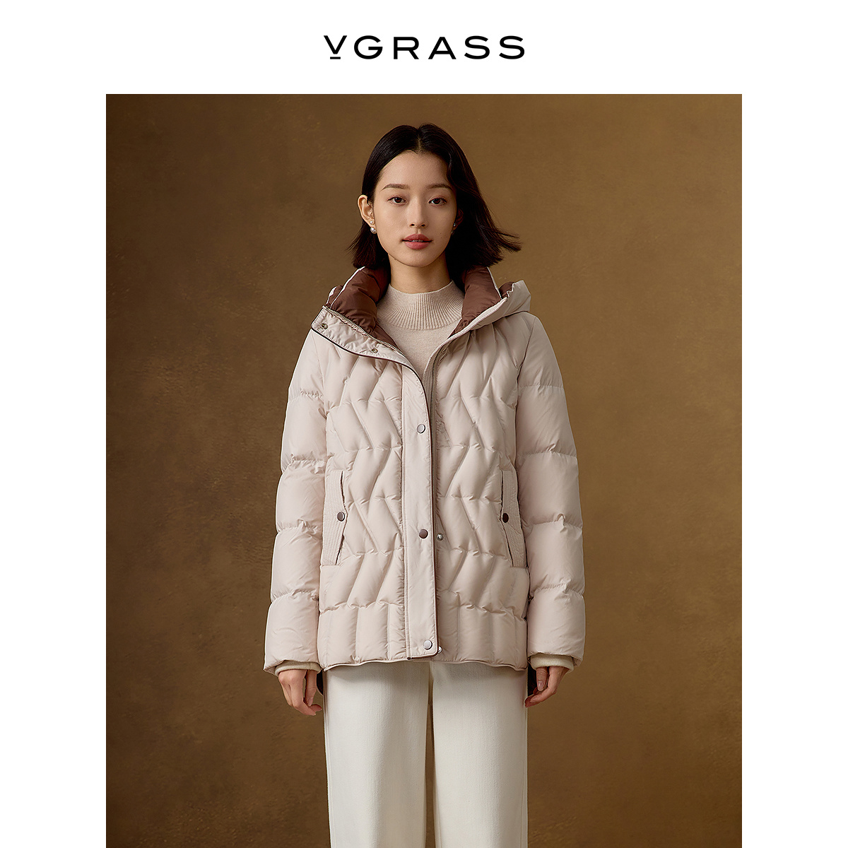 VGRASS法国木拉鸭绒压胶羽绒服