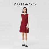 绵粗花呢质感混色花纱针织COCO无袖 VGRASS25冬季 新款 背心裙连衣裙