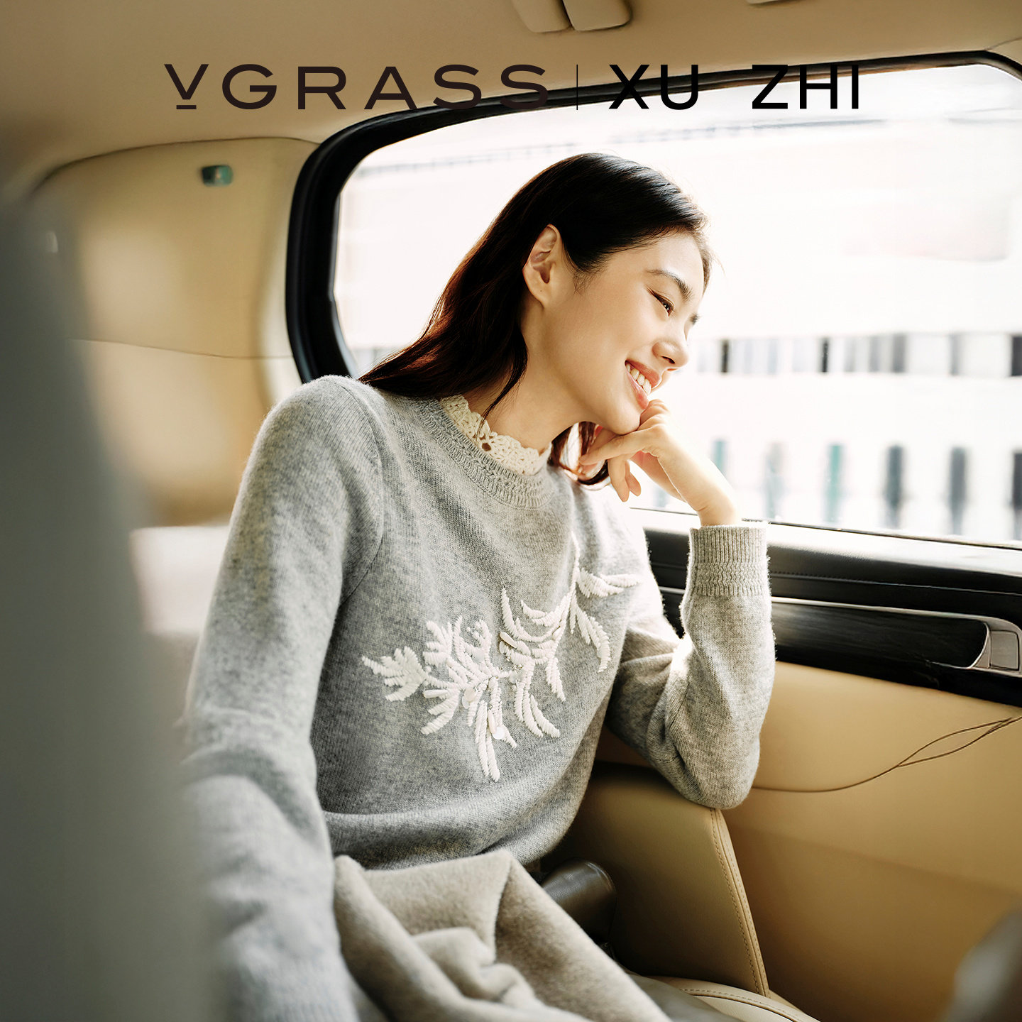 【XUZHI合作系列】VGRASS25秋冬新款羊毛混纺手工钉珠绣圆领针织,女装/女士精品,毛针织衫,淘宝优惠券,粉丝福利购,淘宝优惠卷