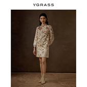 VGRASS维格娜丝裙子秋冬冬季 新款 重工刺绣八宝纹连衣裙气质裙