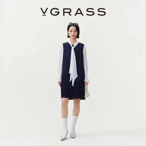 VGRASS激光镂空绳绣背心裙