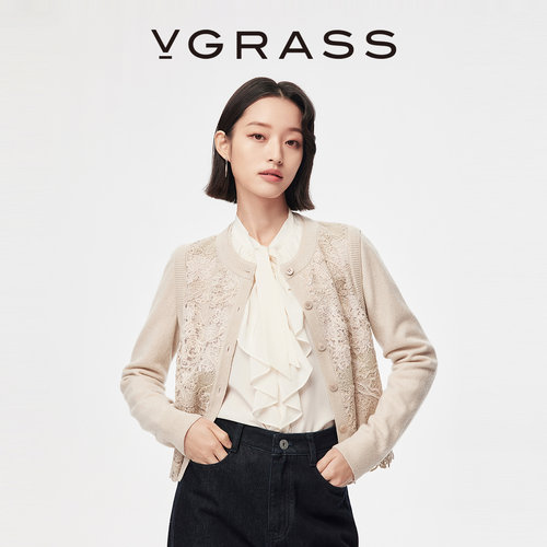 VGRASS优雅假两件针织开衫
