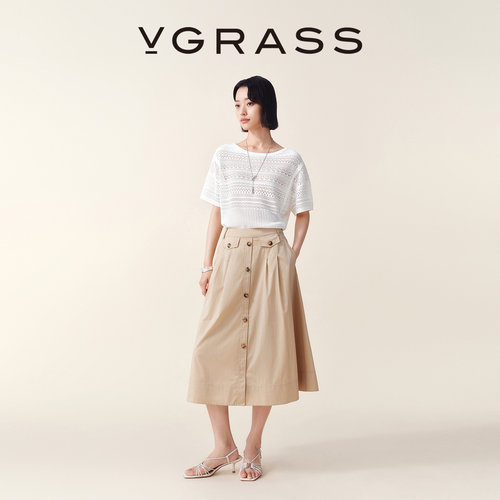 VGRASS工装风A字半身裙