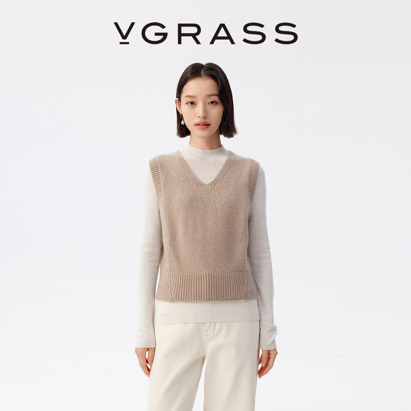 VGRASS艺术混纺无袖针织马甲