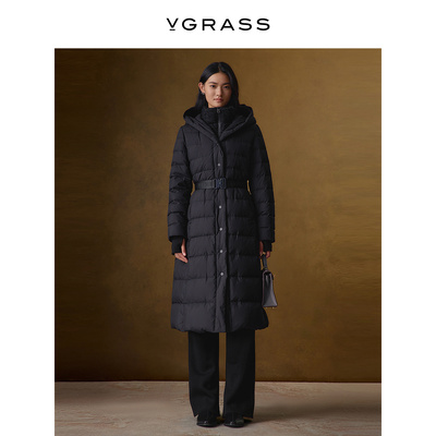VGRASS长款舒身轻负90鹅绒羽绒服