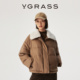 VGRASS25冬新款 丝驼绒 丝驼绒混纺骆驼毛90白鹅绒羽绒服卡其女