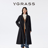 VGRASS25秋冬新款 WISH系列 超轻羊毛混纺气质长款 毛呢大衣外套