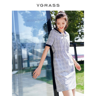 VGRASS维格娜丝2023年夏季新款商场同款连衣裙VSL2O20640