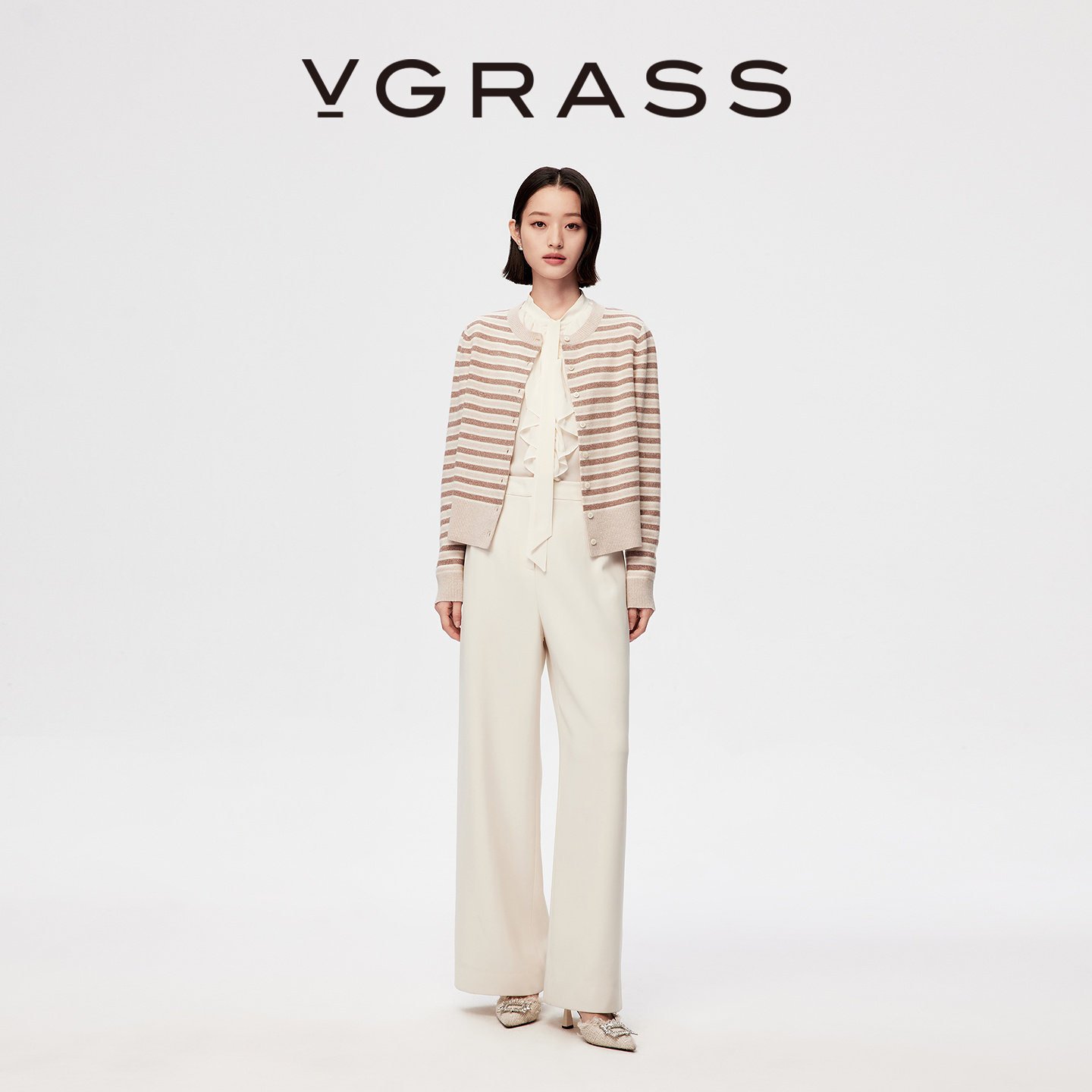 VGRASS26春季新款垂感三醋酯混纺经典百搭高腰宽松休闲裤阔腿裤女,女装/女士精品,休闲裤,淘宝优惠券,粉丝福利购,淘宝优惠卷