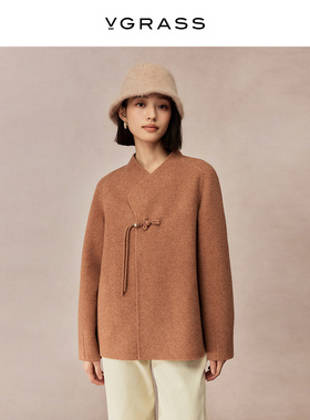 VGRASS维格娜丝224冬季新款100%绵羊毛针织双面呢外套VSD1P4885D