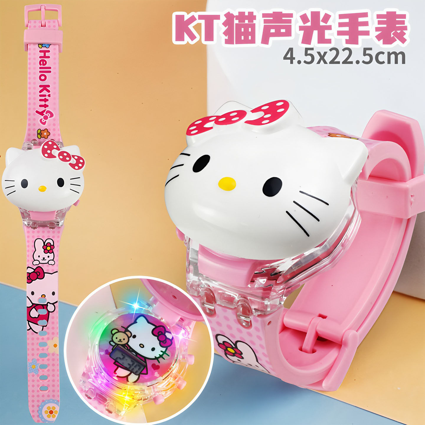 新款音乐灯光儿童卡通翻盖电子手表男女孩益智玩具幼儿园生日礼物