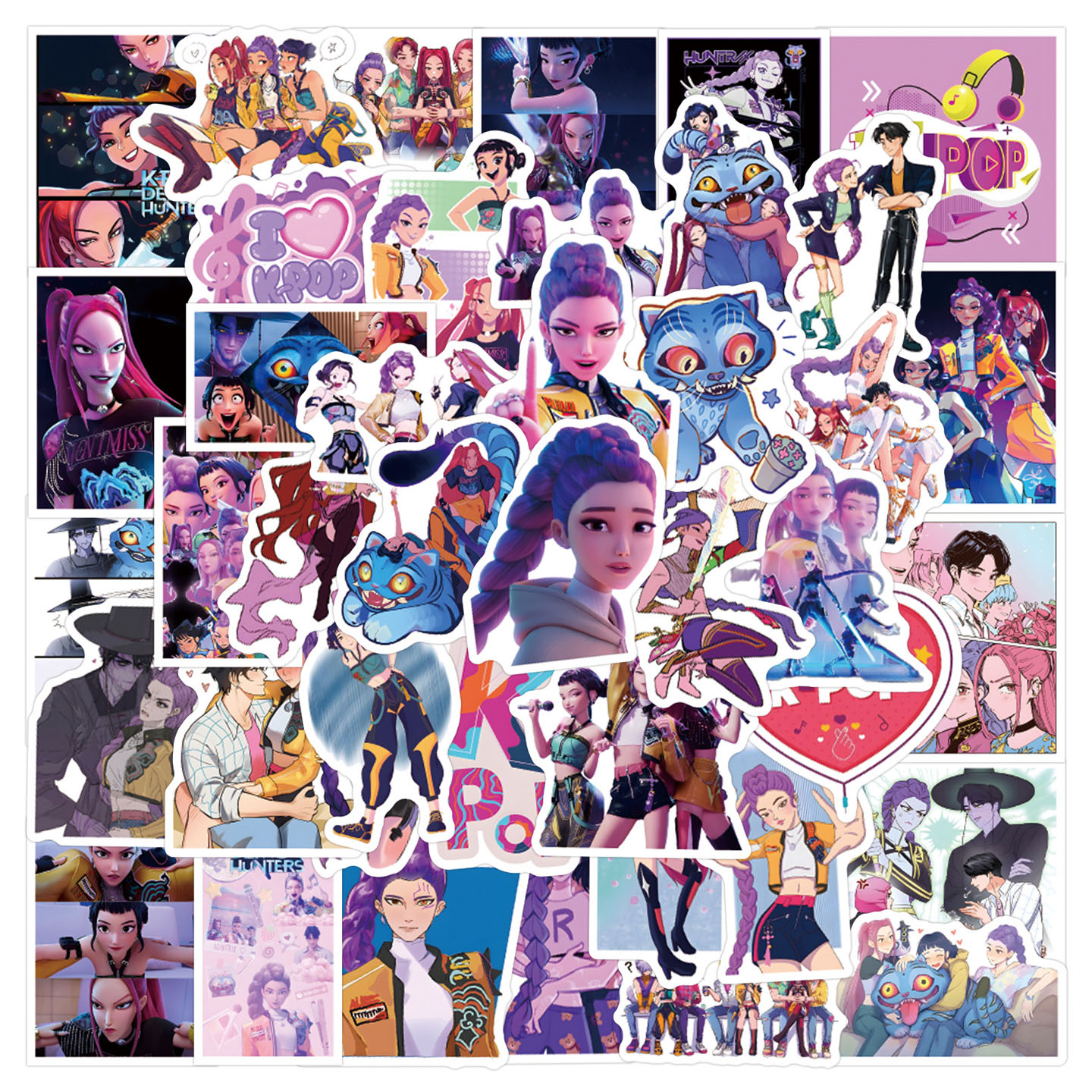 跨境新款Kpop猎魔女团卡通贴纸