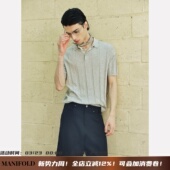 Manifold｜UPW亚麻棉混纺老钱肌理暗条纹提花翻领马球POLO衫 短袖
