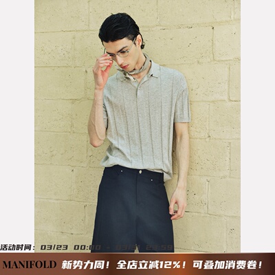 Manifold｜UPW亚麻棉混纺老钱肌理暗条纹提花翻领马球POLO衫短袖