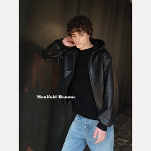 Manifold｜全牛皮重工美式 Bomber连帽拉链皮衣夹克外套 油蜡秀款
