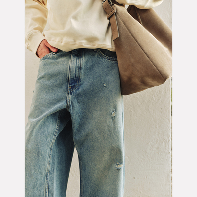 Manifold｜冈山刀割直筒牛仔裤