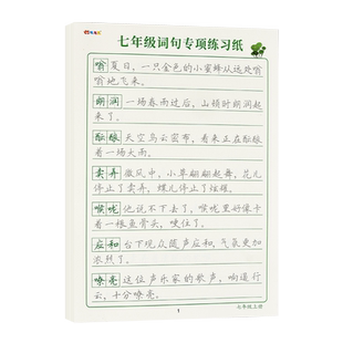 字帖初中生专用七年级上册下册语文同步词句专项训练楷书正楷练字帖八年级九年级中学生练字初一下初二初三下学期钢笔描红写字帖本