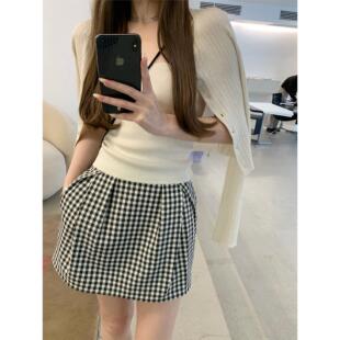 花苞廓形纯色 小短裙 格子半裙 巴黎橱窗_超好搭 Madofit麻豆