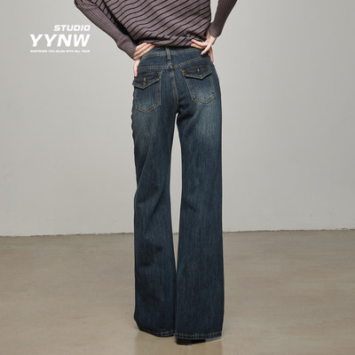 加绒加厚不贴腿高腰微喇