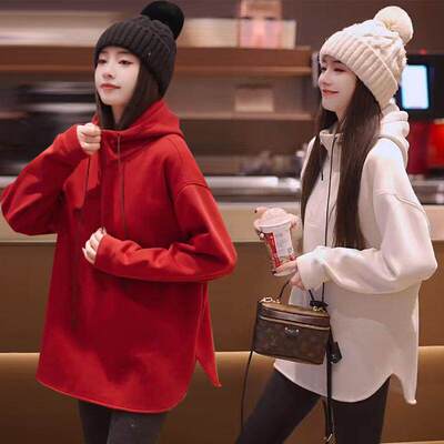 高级感连帽加绒加厚中长