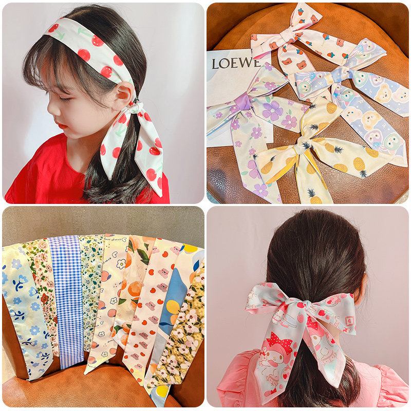 儿童丝巾发带女童网红2022新款可爱公主蝴蝶结宝宝绑发飘带头饰