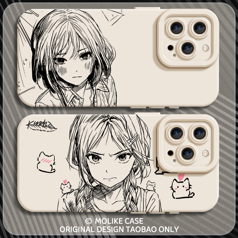 素描kuroha欲语适用苹果17手机壳iPhone16promax硅胶15新款14动漫13mini二次元12日系11少女x套xr/xs/8/7/air