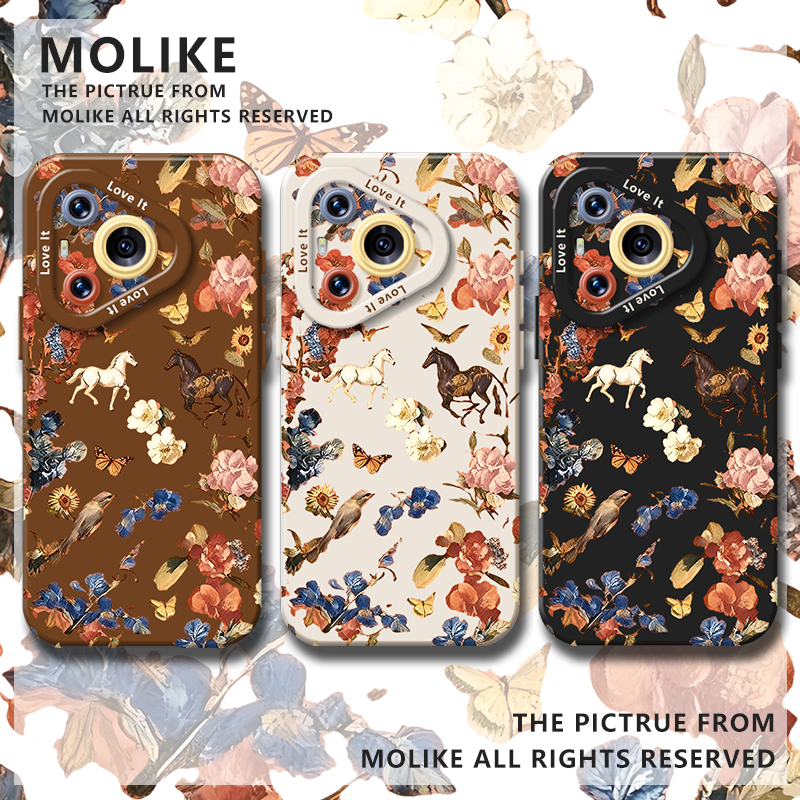 复古花朵马适用华为pura80手机壳mate70pro马年nova14新款13新年12荣耀400本命年300套200/x60/50/magic8/7/6