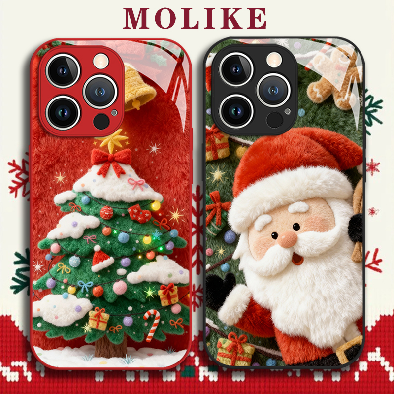 毛绒圣诞老人适用小米17promax手机壳15ultra圣诞树14新款13红米k90玻璃80圣诞节70男女60至尊版50/note12/11