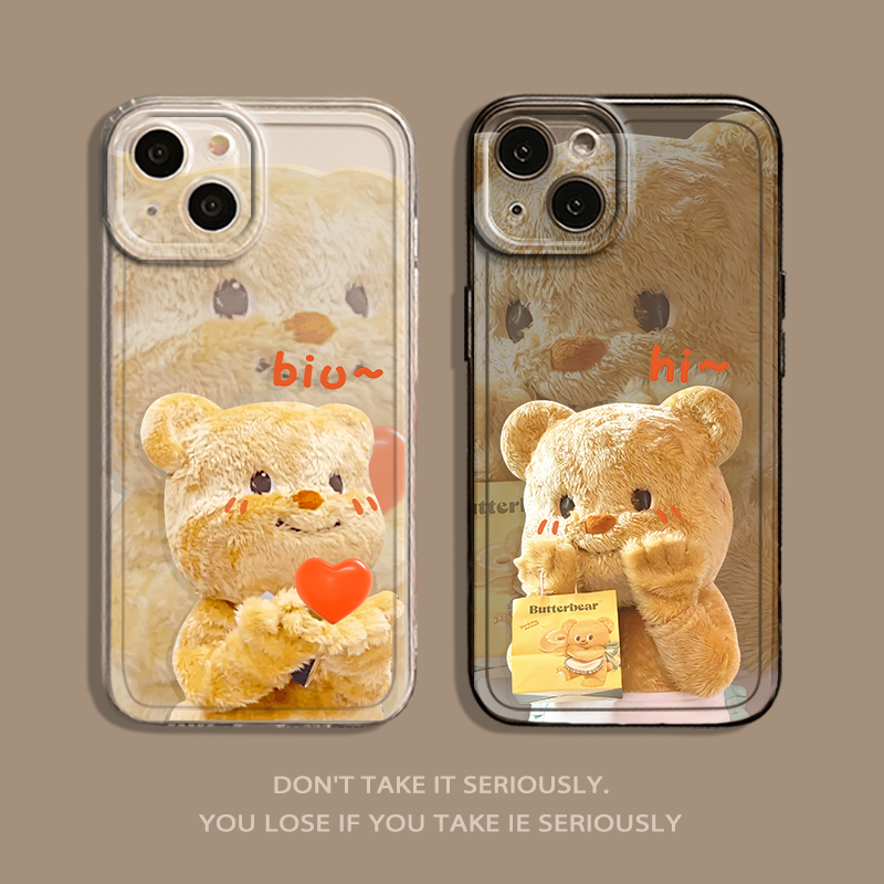 适用苹果手机壳黄油小熊情侣透明