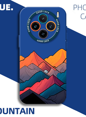 适用vivox300pro彩色山峰手机壳vivox200mini高级感x100s新款ultra蓝色x90液态硅胶80镜头全包70创意60防摔套