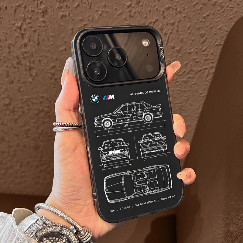 线稿跑车适用苹果17promax手机壳iPhone16高级感15新款14宝马bmw联名13mini男生12个性11创意x防摔xr套xs/8/7
