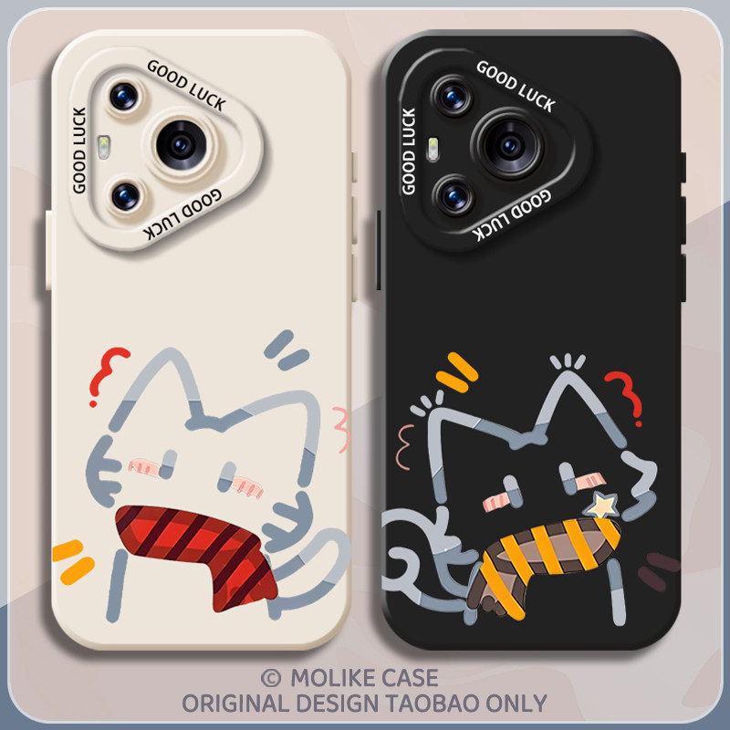 冬日围巾小猫适用华为pura70手机壳mate80promax情侣nova15新款14卡通13荣耀500可爱400硅胶300秋冬x60男50女