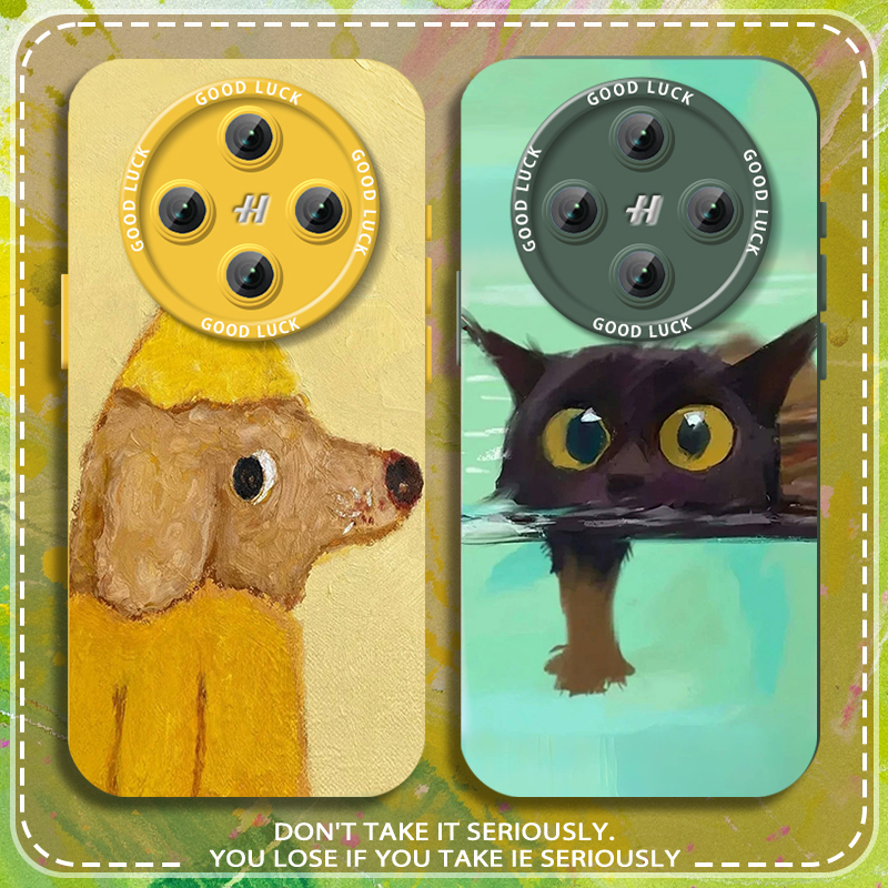 香蕉狗狗适用oppofindx9情侣手机壳findx8Ultra油画猫咪7pro新款6搞怪5创意4可爱3卡通OPPO男女s十镜头保护+