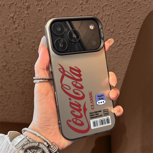 可乐标签适用苹果17promax手机壳iPhone16简约创意15新款14百事13mini可口12男女11小众x高级感xr防摔xs套8/7