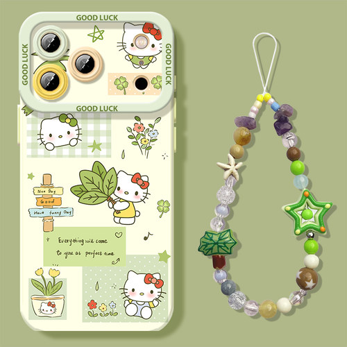 春日柚子叶猫咪适用苹果17promax手机壳iPhone16春天15新款14硅胶13mini卡通12超好看11带挂绳x可爱xr/xs/8/7