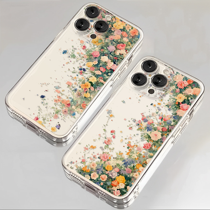 花朵适用opporeno14pro手机壳13新款k12/11高级感10小众9女款findX8真我Neo7透明GT6硅胶A5保护4小碎花3套十+