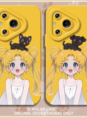 美少女战士适用华为pura80手机壳mate70pro黄色nova14硅胶13水冰月12荣耀400卡通300女200/x60/50/magic7/6/5