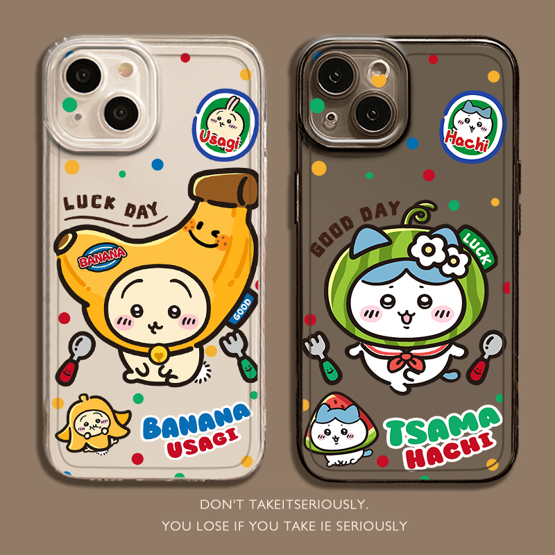 适用chiikawa苹果17手机壳iPhone16promax香蕉乌萨奇15西瓜13mini小八12吉伊卡哇14外壳x新款xr软xs保护套8/7