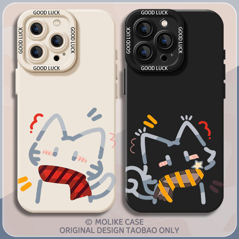 冬日围巾小猫适用小米17promax手机壳15ultra情侣14新款13红米k90卡通80可爱70硅胶60至尊版50男女note12套11