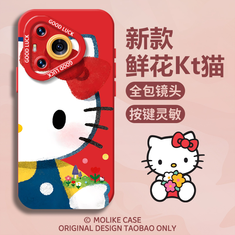 hellokitty适用华为pura80手机壳mate70pro红色nova14新款13可爱kt猫12硅胶10荣耀500可爱400/300/200/x60/50