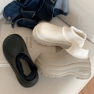 女 棉鞋 韩版 简约纯色百搭防水雪地靴户外休闲防滑防水保暖加绒冬季