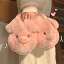 少女心可爱小猪棉拖鞋女冬季软底舒适保暖防滑亲子卧室居家毛毛鞋