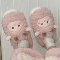 女士室内居家防滑踩屎感月子软底鞋保暖可爱小羊全包跟棉拖鞋冬季