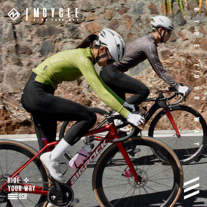 魅骑mcycle男女抓绒长袖骑行服防泼水秋冬保暖透气自行公路车上衣