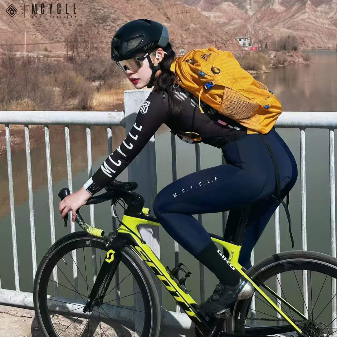 魅骑MCYCLE骑行背带长裤女薄款春秋自行车公路吊带裤减震透气速干